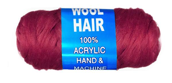 100% Acrylic Brazilian Wool Hair Yarn - Burgundy