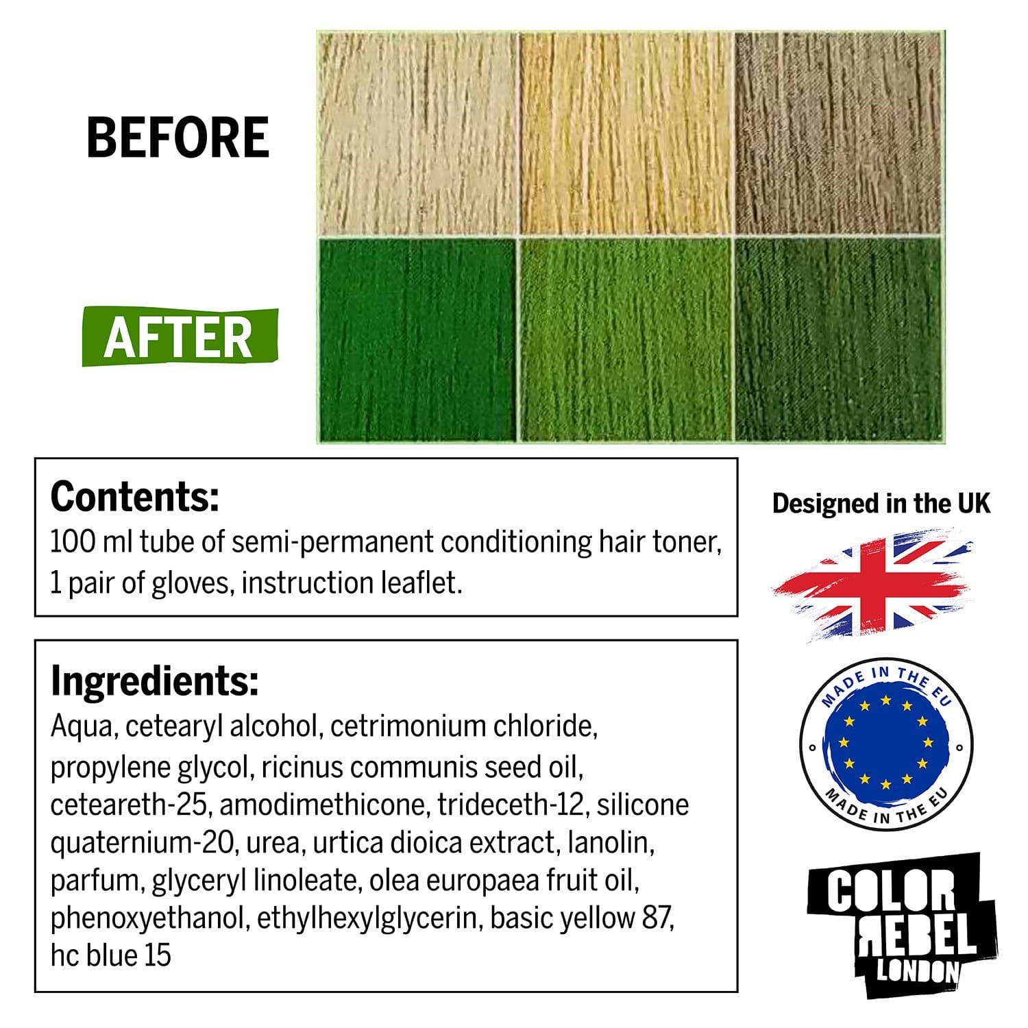 Color Rebel London Semi-Permanent Conditioning Hair Toner - Be Green