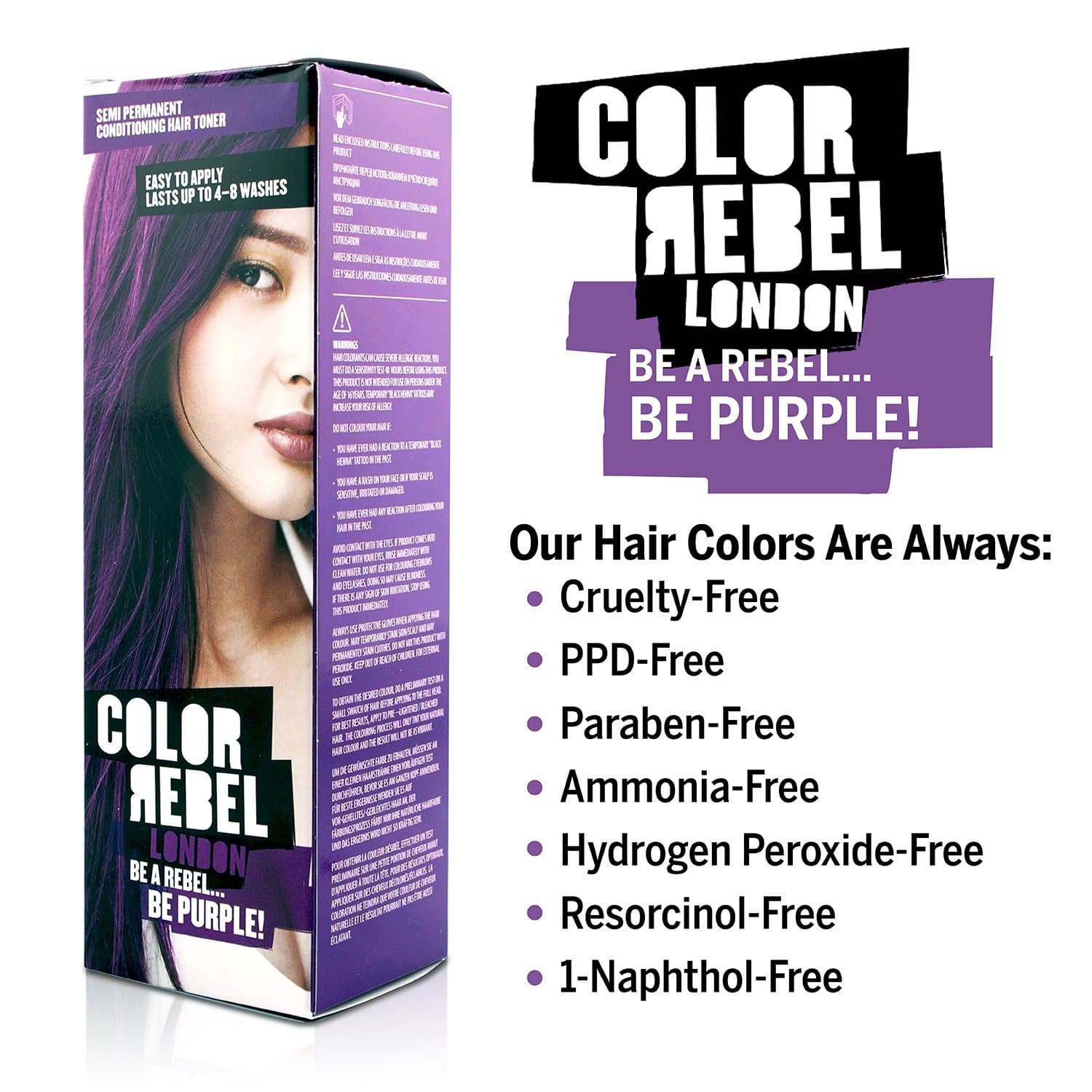 Color Rebel London Semi-Permanent Conditioning Hair Toner - Be Purple