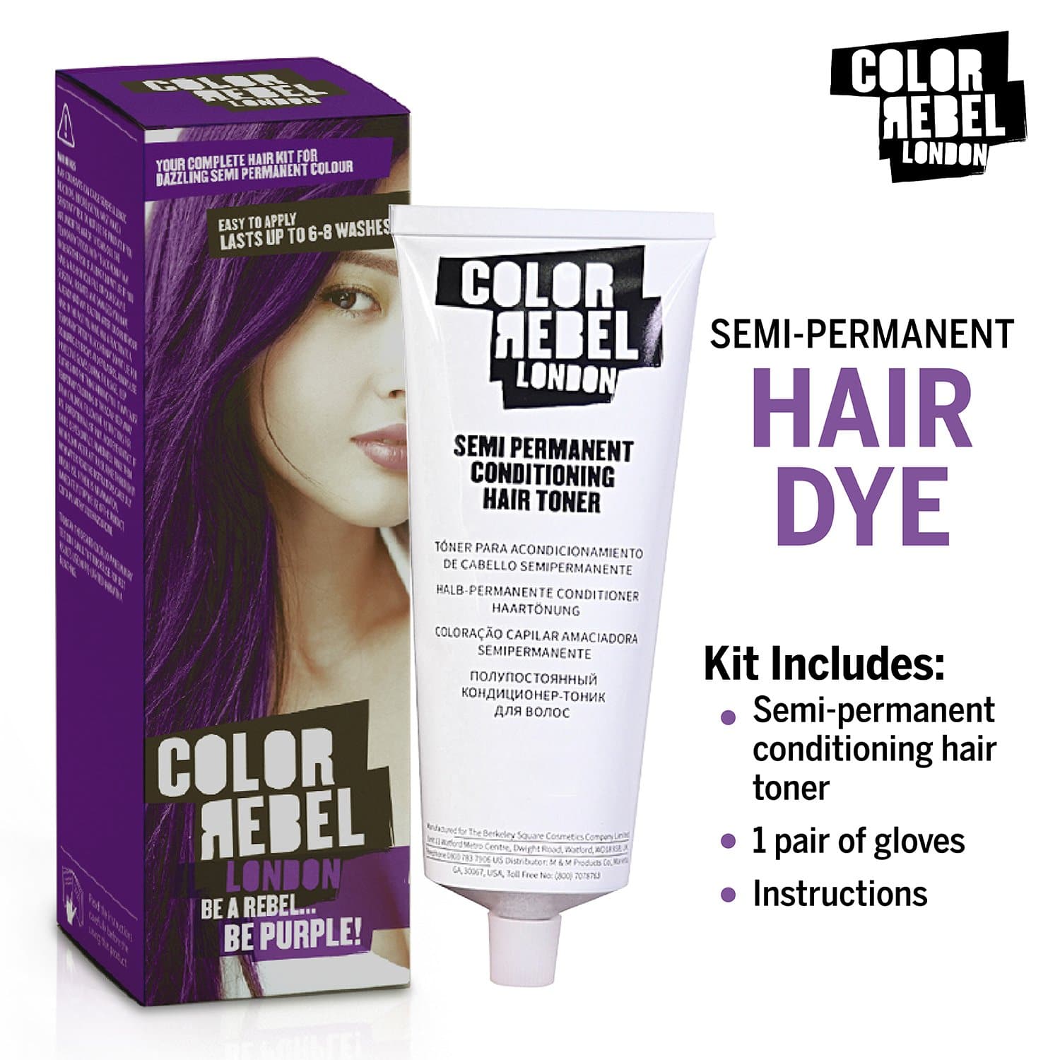 Color Rebel London Semi-Permanent Conditioning Hair Toner - Be Purple
