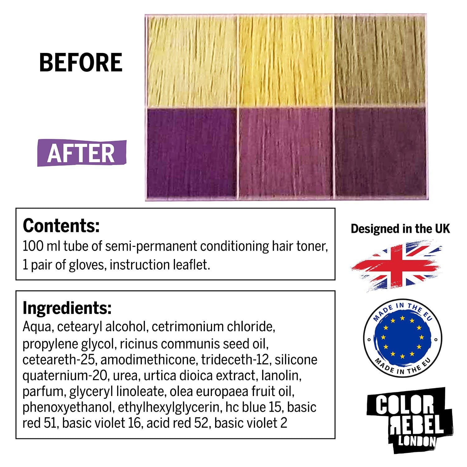 Color Rebel London Semi-Permanent Conditioning Hair Toner - Be Purple
