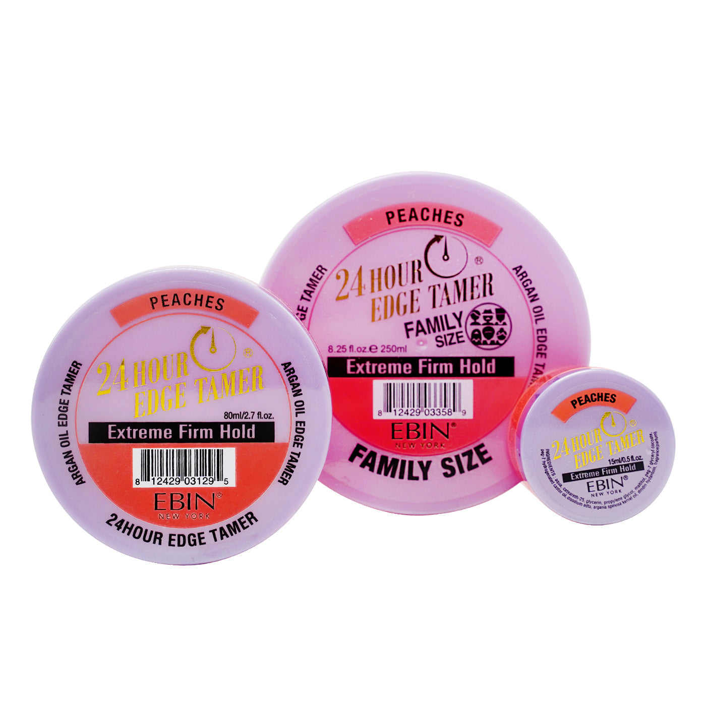EBIN 24 Hour Edge Tamer Extreme Firm Hold - Peaches Family Size 8.25oz