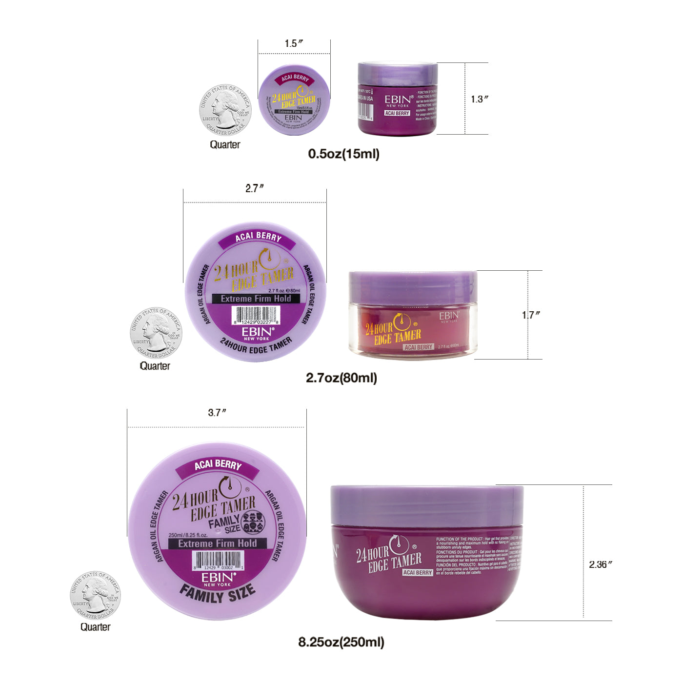 EBIN 24 Hour Edge Tamer Extreme Firm Hold - Banana Custard 0.5oz