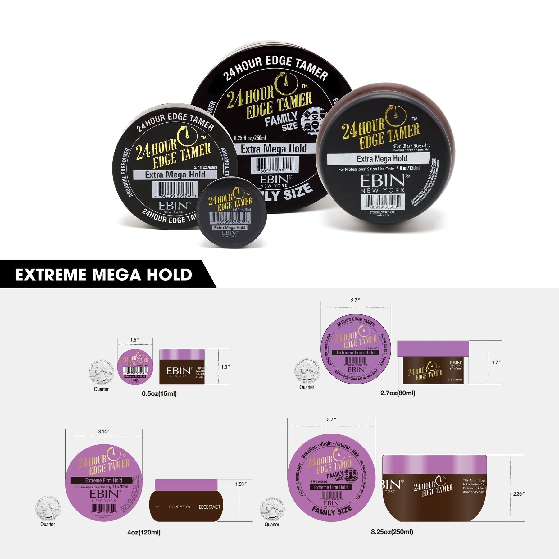 EBIN 24 Hour Edge Tamer Extra Mega Hold 5.07oz