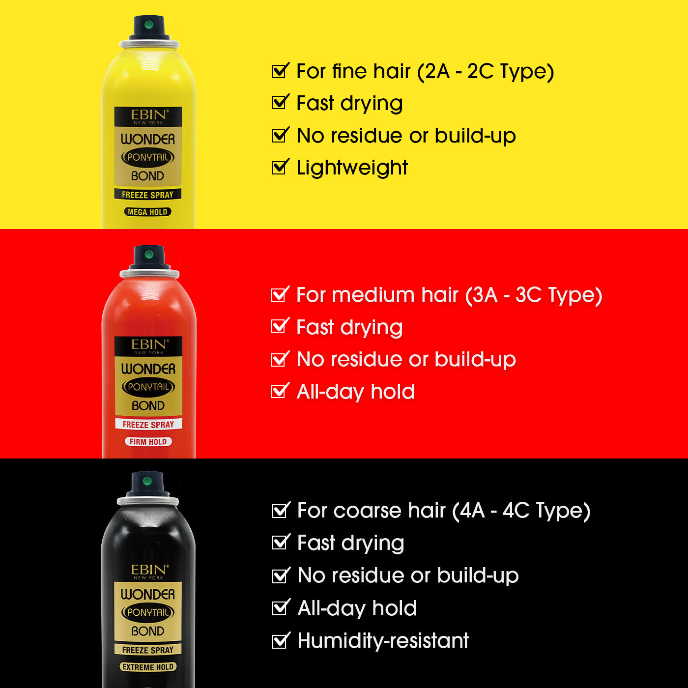 EBIN Wonder Ponytail Bond Freeze Spray - Firm Hold