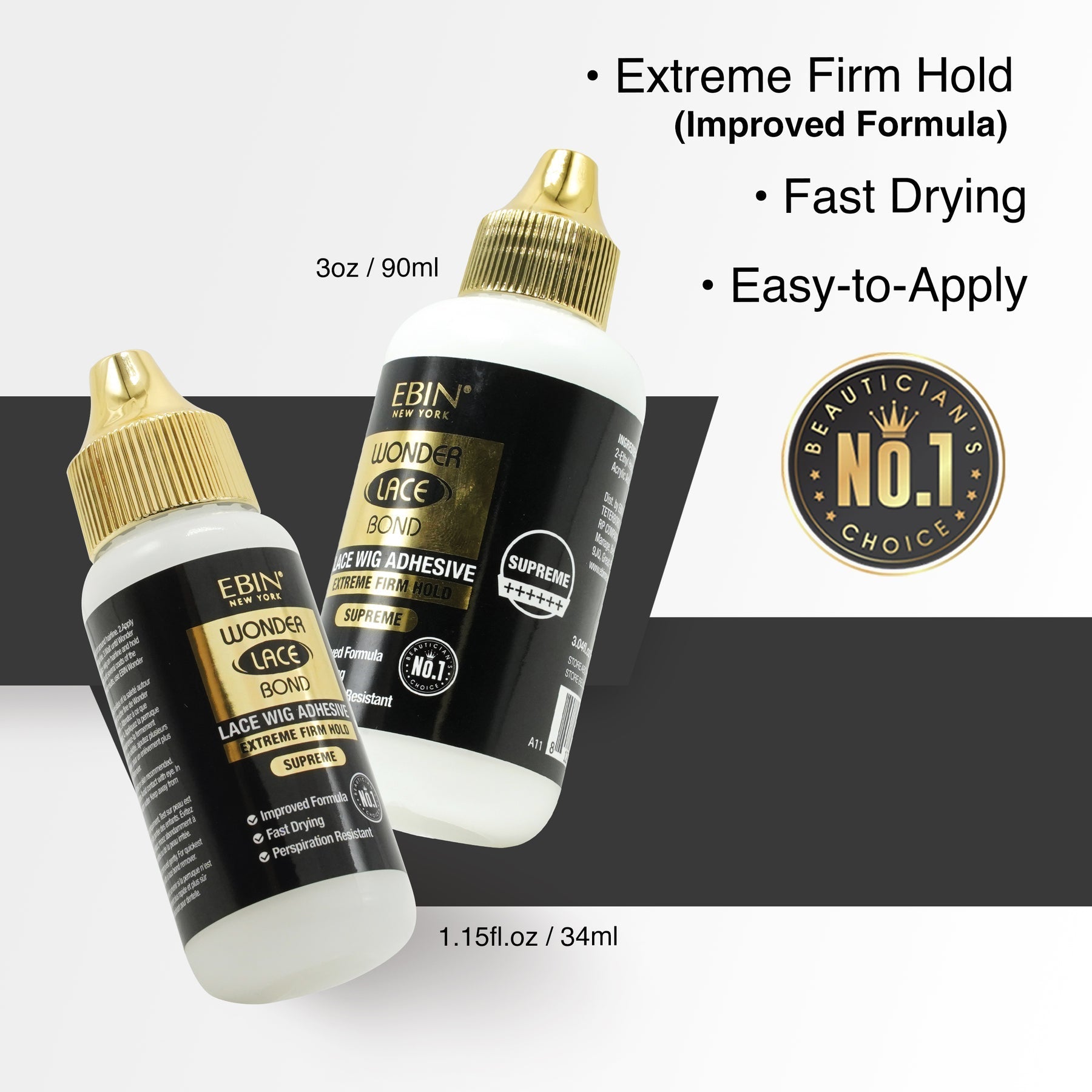 EBIN Wonder Lace Bond Lace Wig Adhesive - Extreme Firm Hold Supreme 1.15oz
