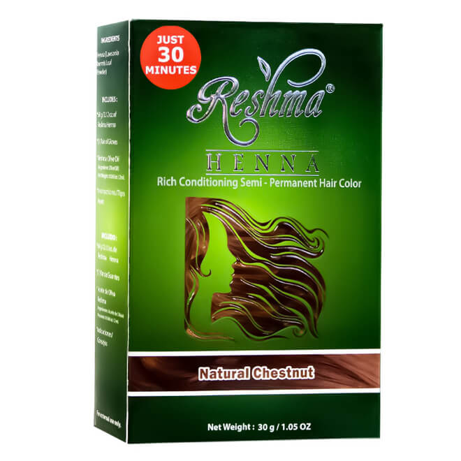Reshma 30 Minute Henna Semi Permanent Hair Color - Natural Chestnut