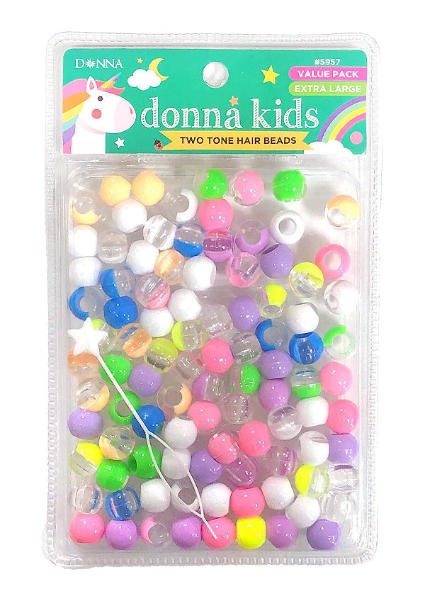Donna Kids Two Tone Hair Beads - Clear Pastel #5957