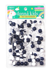 Donna Kids Two Tone Hair Beads - Navy, Clear & White #5961