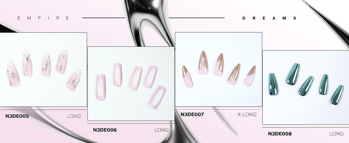 EBIN Press-On Nails Empire Dreams #N3DE007 X-Long