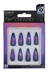 EBIN Press-On Nails What Happens in Vegas - Lights Out #N3DV005 Long