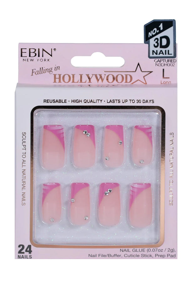 EBIN Press-On Nails Falling in Hollywood - Captured #NN3DH002 Long