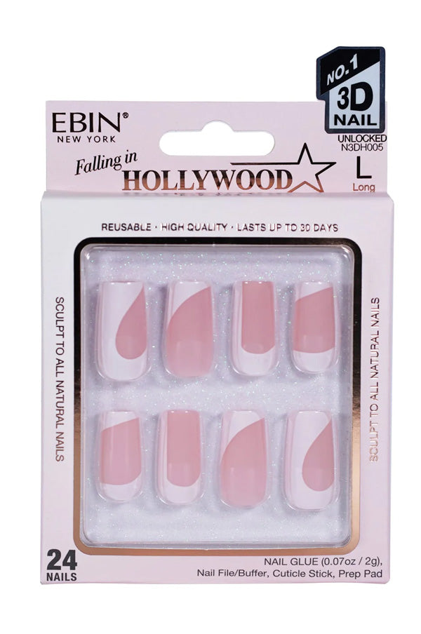 EBIN Press-On Nails Falling in Hollywood - Unlocked #NN3DH005 Long