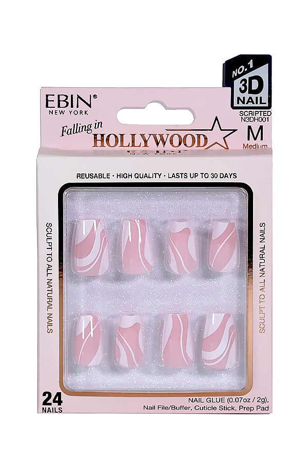 EBIN Press-On Nails Falling in Hollywood - Scripted #NN3DH001 Medium