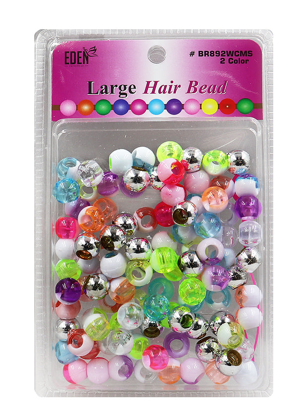 Eden 2 Colour Large Hair Beads Jumbo Pack - White, Clear, Assorted & Silver BR92WCMS