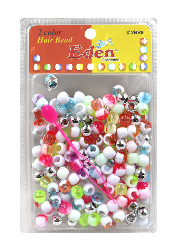 Eden 2 Colour Medium Hair Beads Jumbo Pack - Clear, Silver & Assorted #BR9-W/CMS
