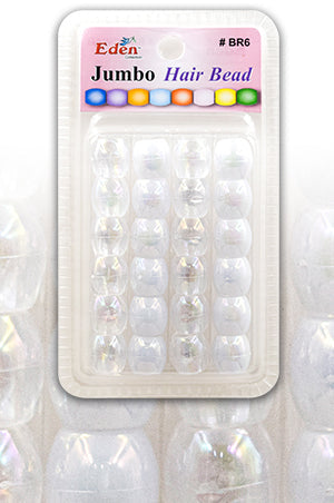 Eden Jumbo Hair Beads - Glossy Clear & White #BR6-CWAB
