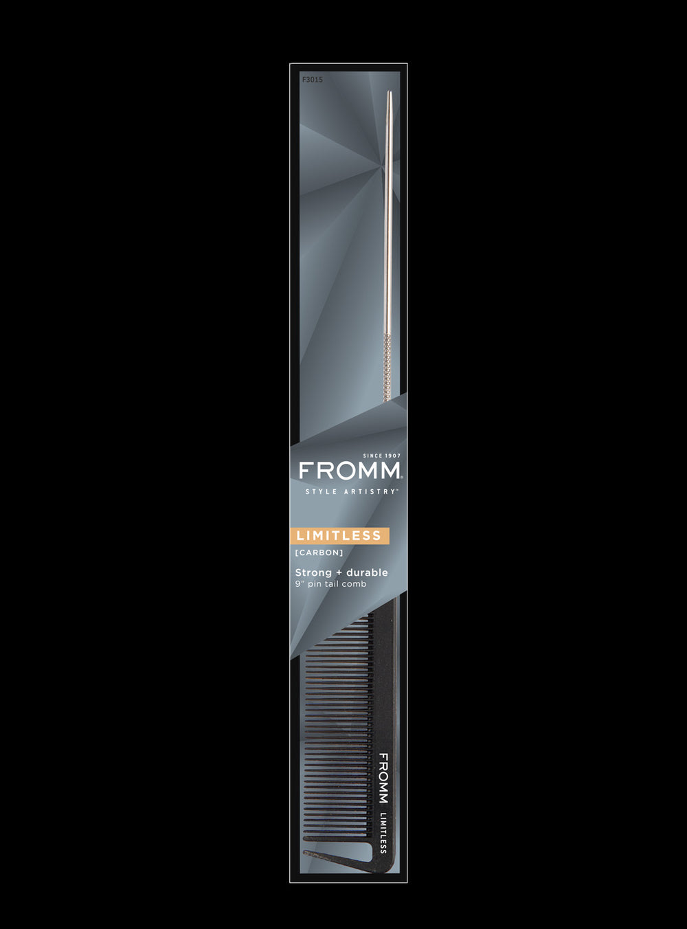 FROMM Limitless 9" Carbon Pin Tail Comb