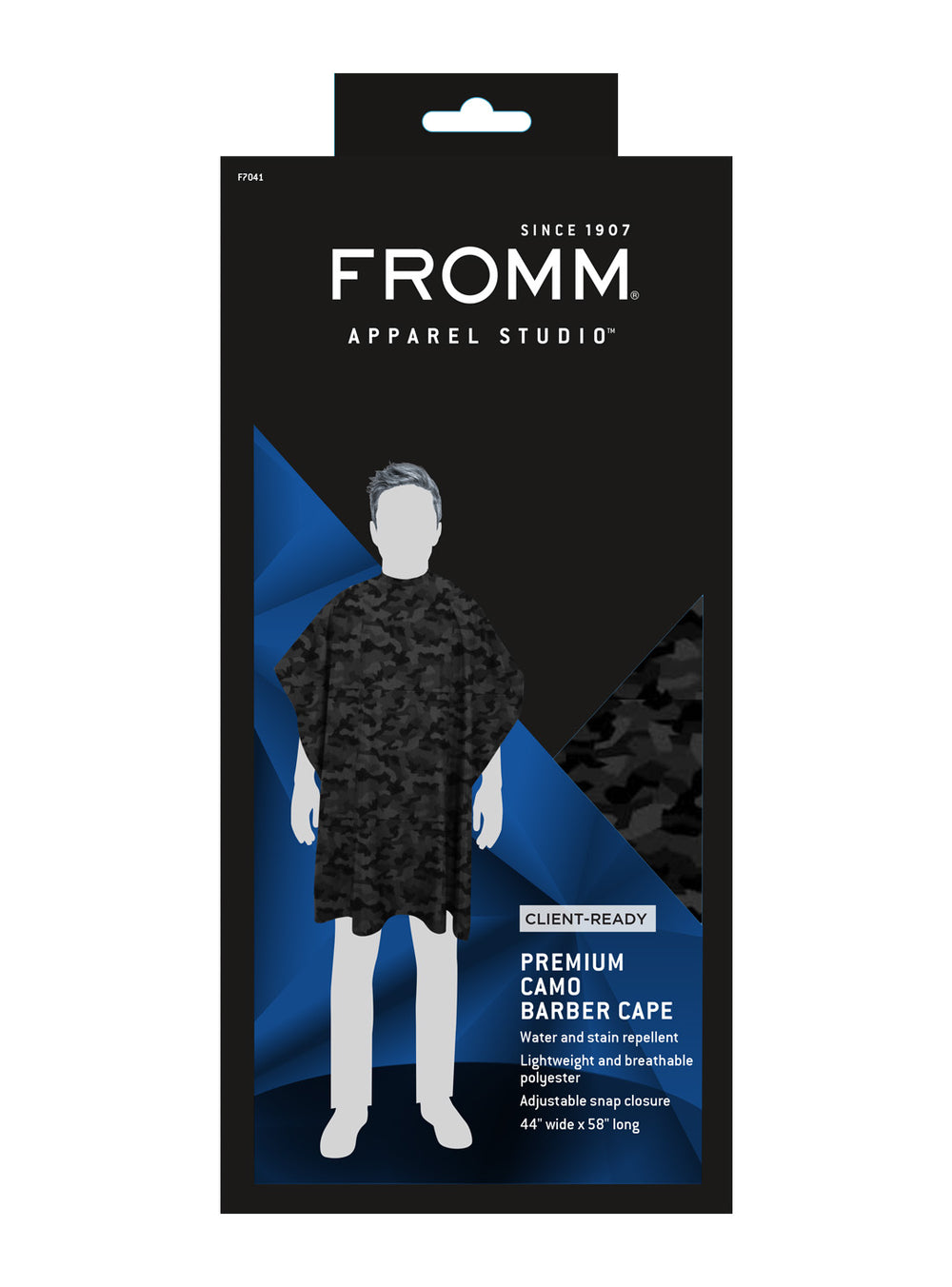 FROMM Premium Client Barber Cape - Black Camo Print