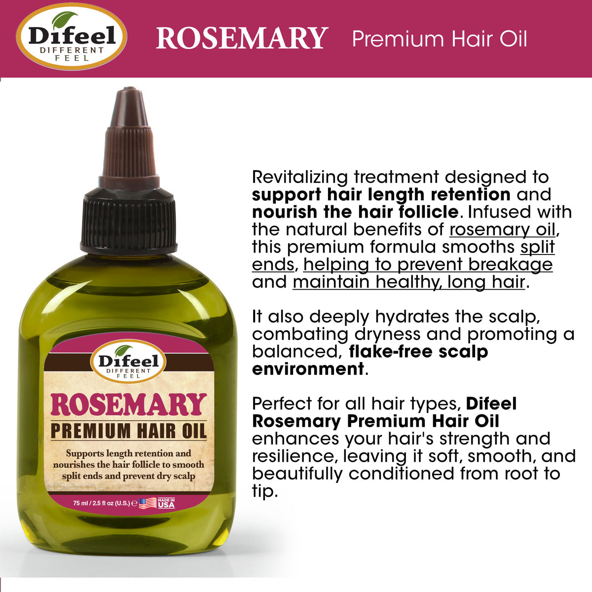 Difeel Premium Hair Oil - Rosemary