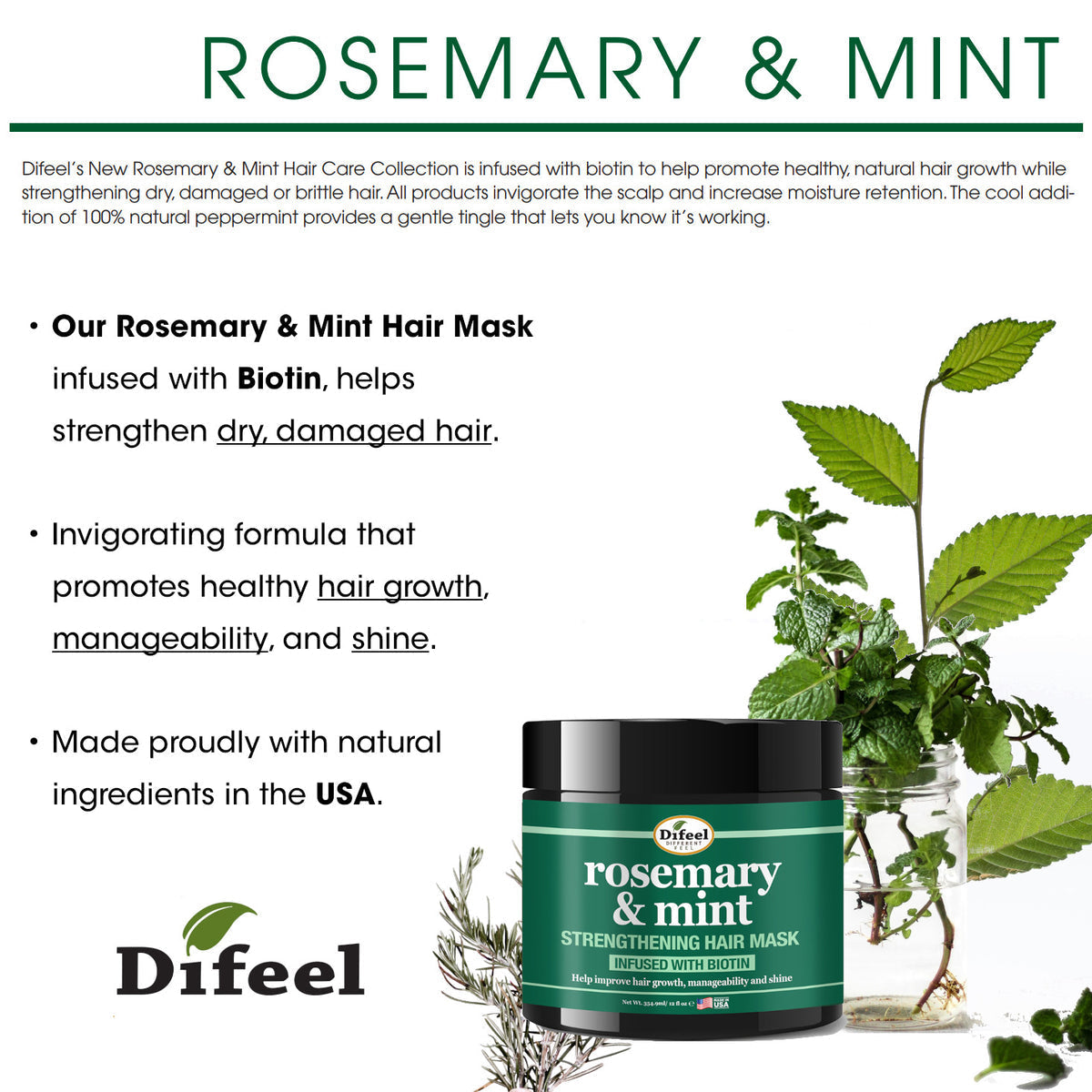 Difeel Rosemary & Mint Strengthening Hair Mask