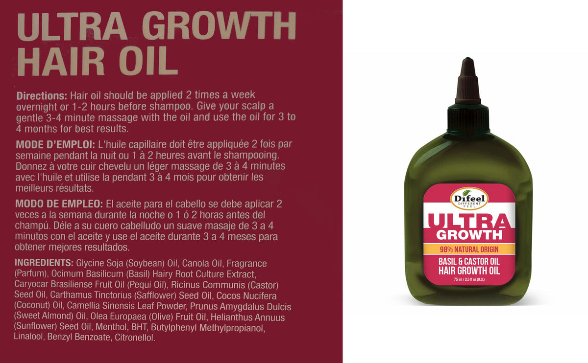 Difeel Ultra Growth Basil & Castor Oil Hair Care Collection