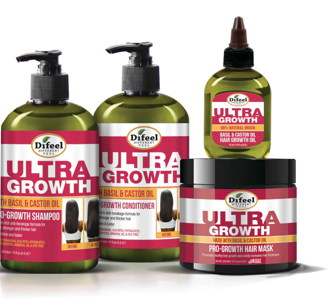 Difeel Ultra Growth Basil & Castor Oil Hair Care Collection