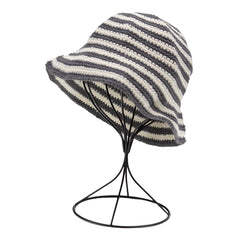 Handmade Fashion Striped Bucket Hat - Gray