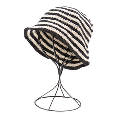 Handmade Fashion Striped Bucket Hat - Black