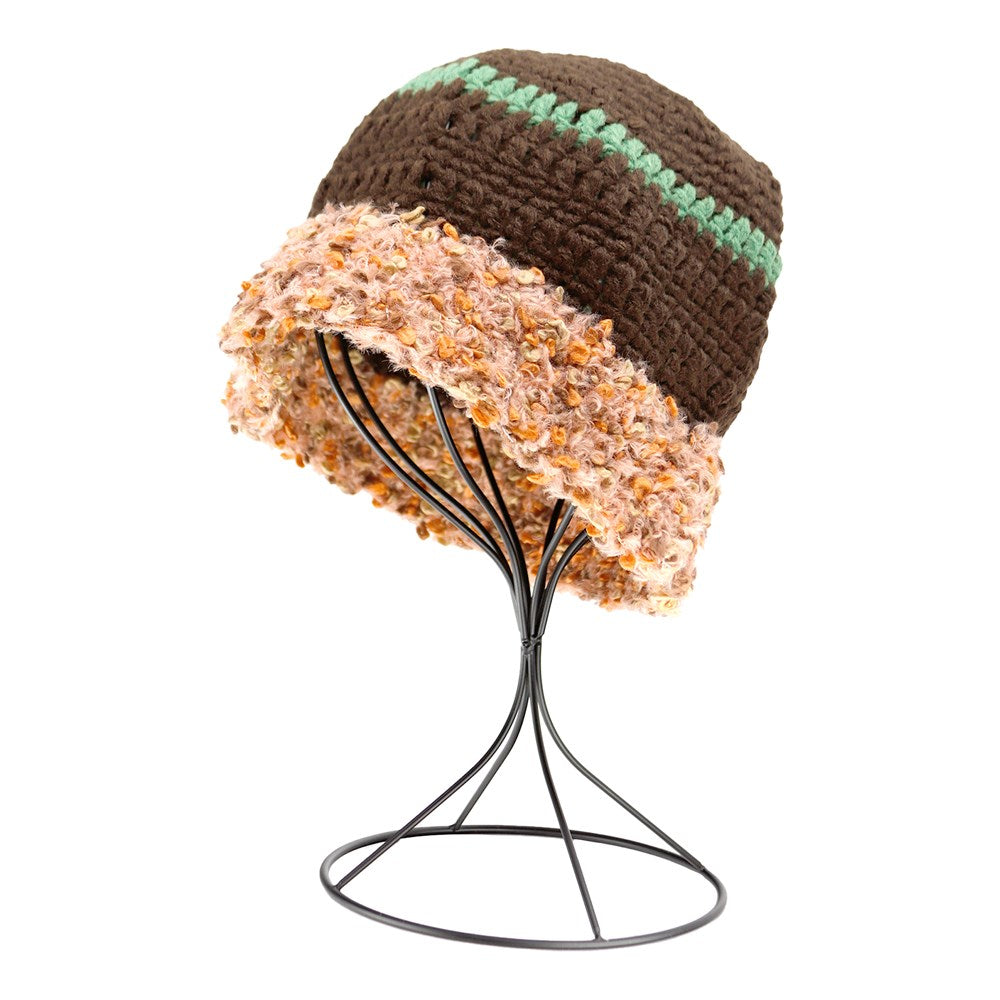 Handmade Fashion Trim Bucket Hat - Brown