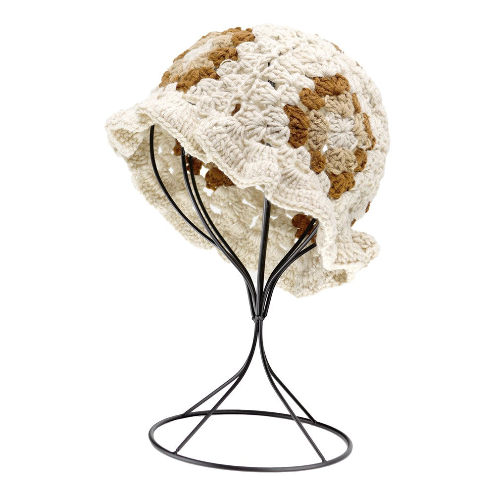 Handmade Knitted Style Fashion Bucket Hat - Beige