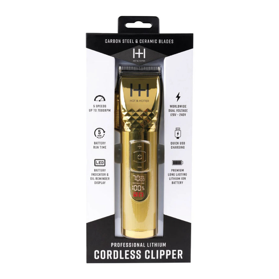 Hot & Hotter Professional Lithium Cordless Clipper - Gold #5785