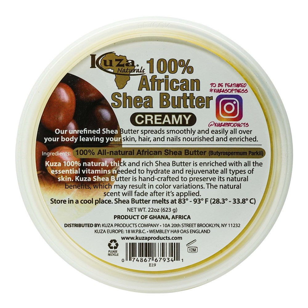 Kuza 100% Pure African Shea Butter Yellow Creamy - 22oz