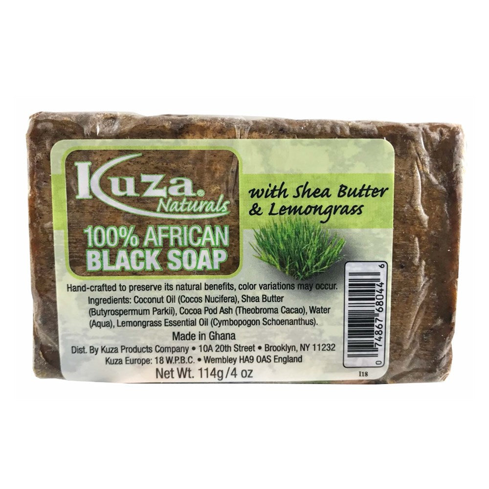 Kuza Naturals 100% African Black Soap with Shea Butter & Lemongrass