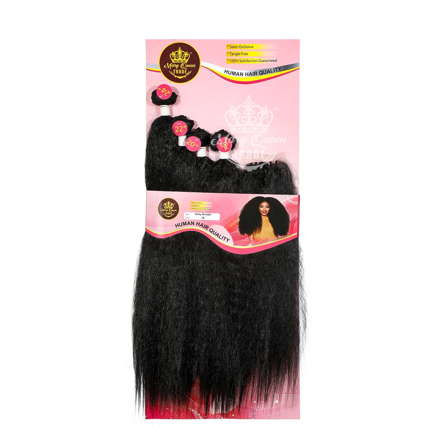 Mary Queen BioProtein™ Kinky Straight 4-Bundle Set with Closure – 20"–24"