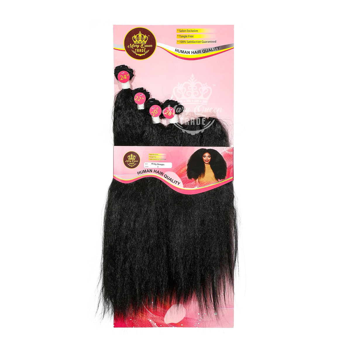 Mary Queen BioProtein™ Kinky Straight 4-Bundle Set with Closure – 20"–24"
