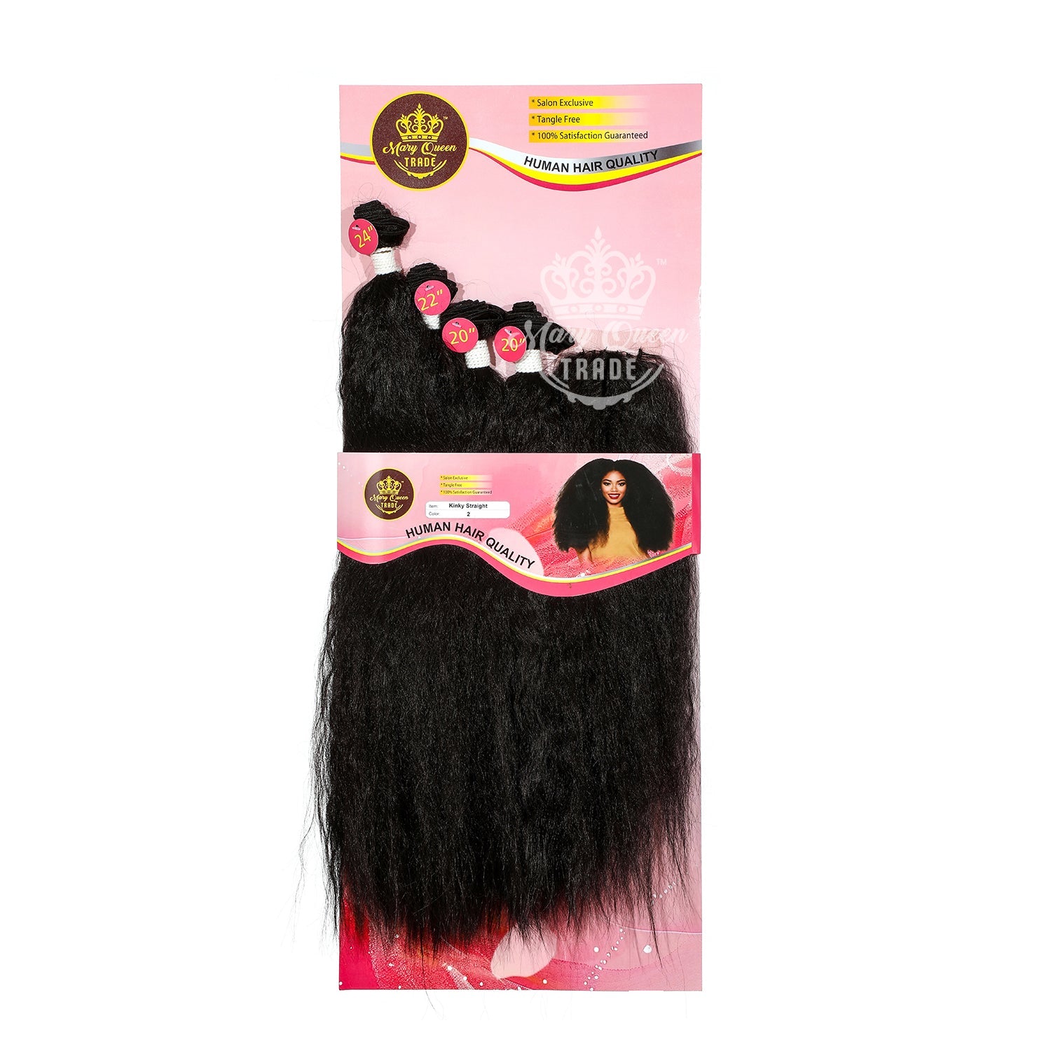 Mary Queen BioProtein™ Kinky Straight 4-Bundle Set with Closure – 20"–24"