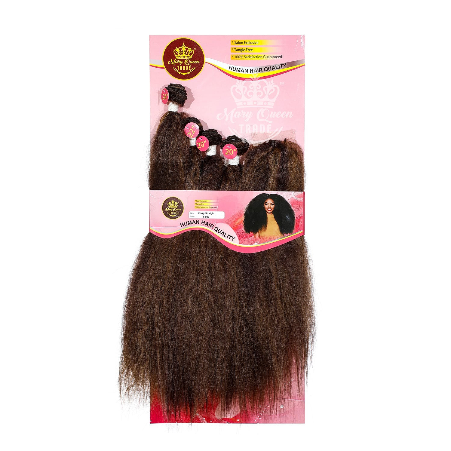 Mary Queen BioProtein™ Kinky Straight 4-Bundle Set with Closure – 20"–24"