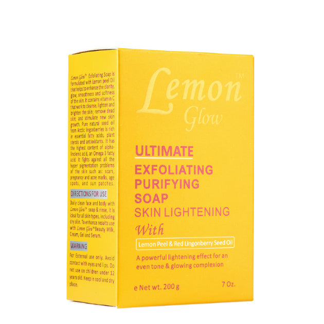 Glow LEMON GLOW ® SAVON Exfoliant Purifiant Éclaircissant pour la peau - Authentic Skincare Treatment