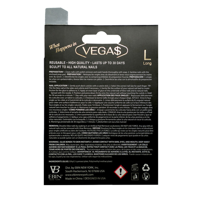 EBIN Press-On Nails What Happens in Vegas - Champagne #N3DV004 Long