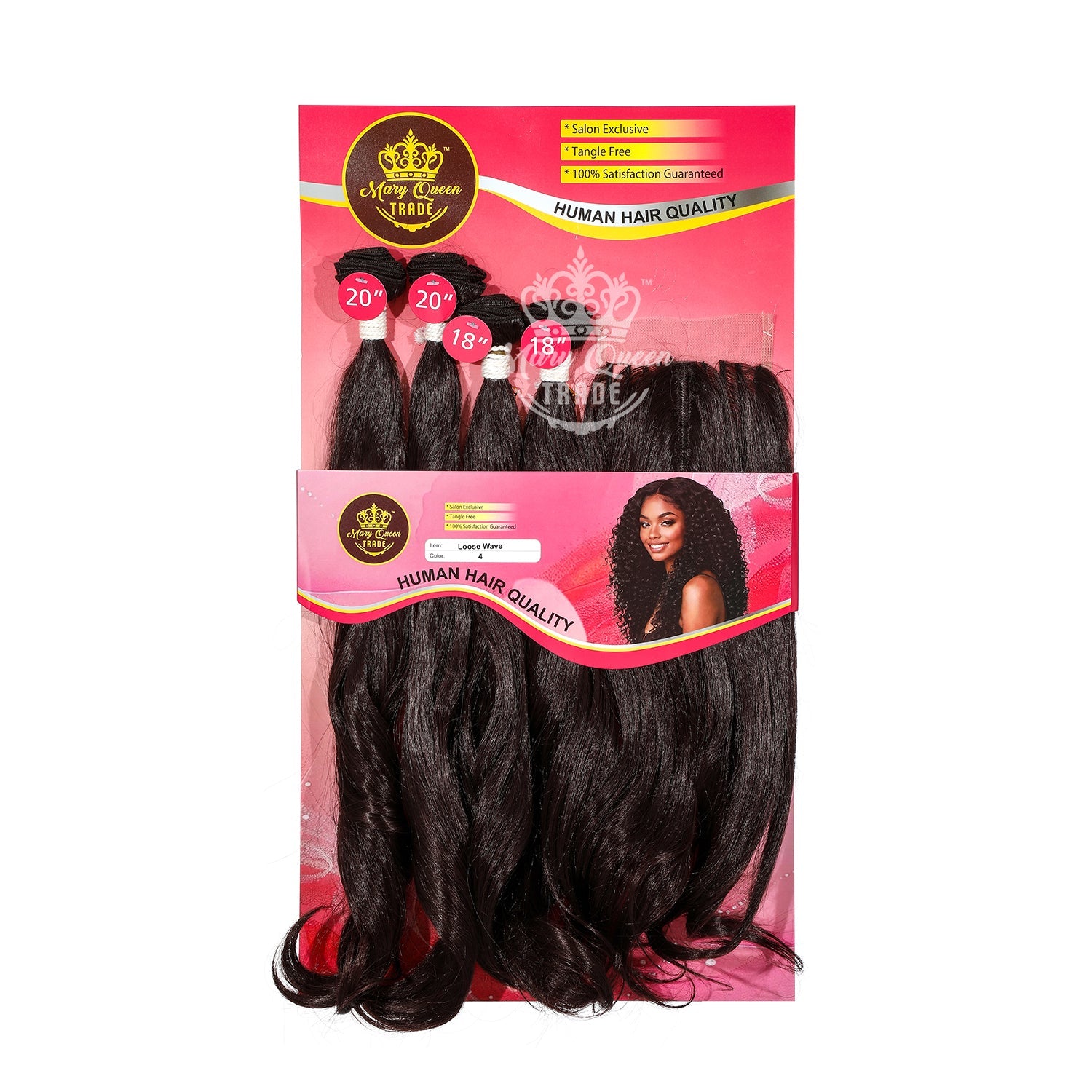 Mary Queen BioProtein™ Loose Wave 4-Bundle Set with Closure – 18"–20"