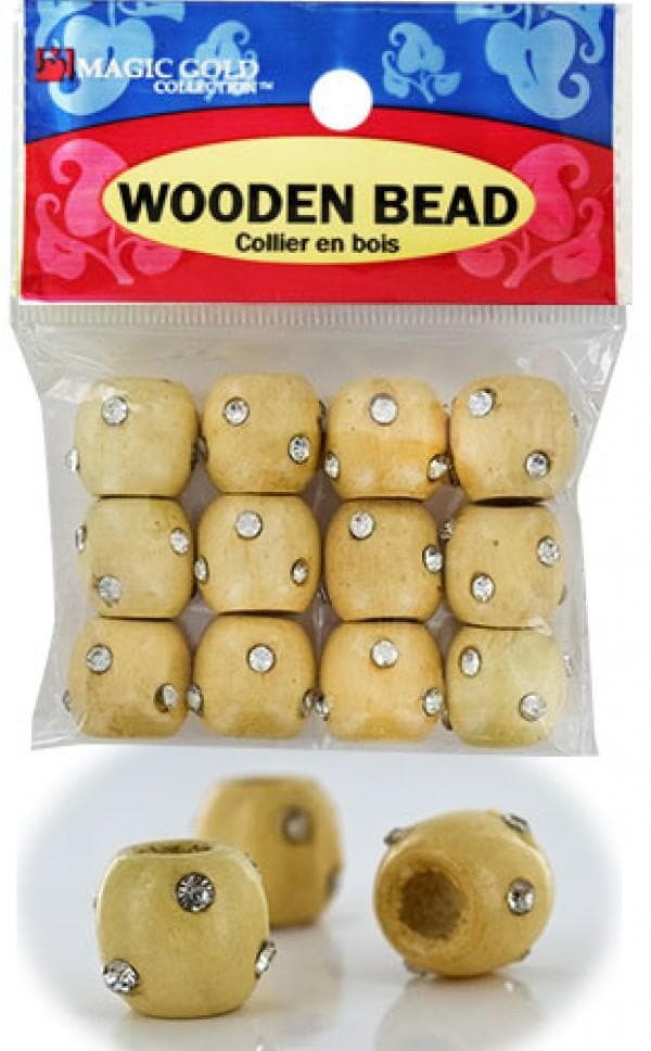 144 Large Wooden Beads w/Stone - Beige