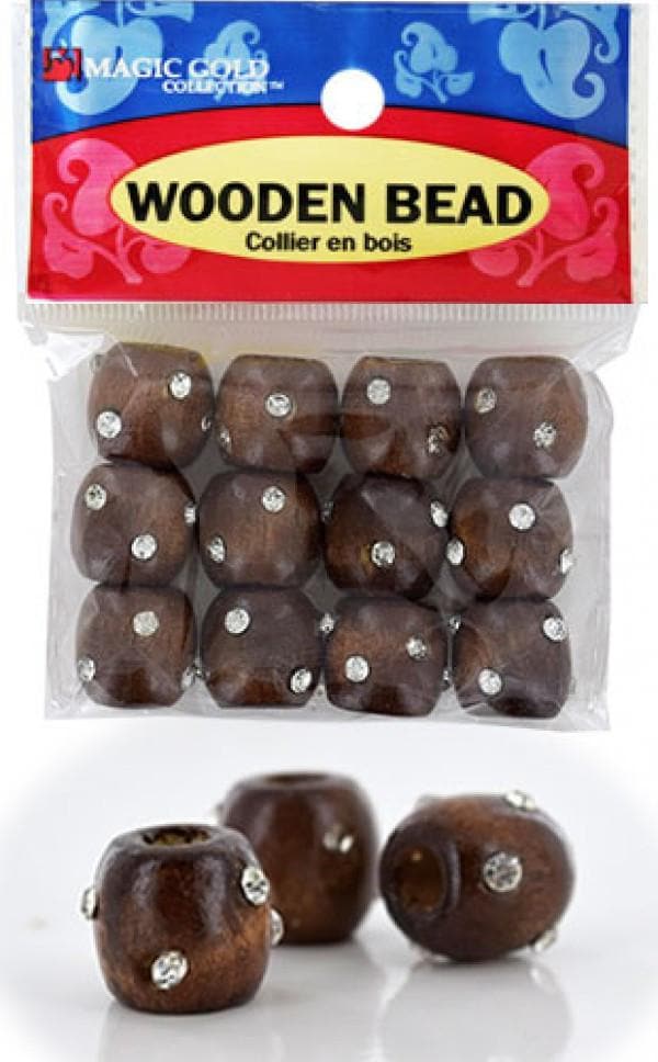 144 Large Wooden Beads w/Stone - Brown