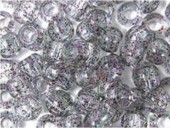 Tara Large Hair Beads - Clear w/ Multi-Color Glitter #9366