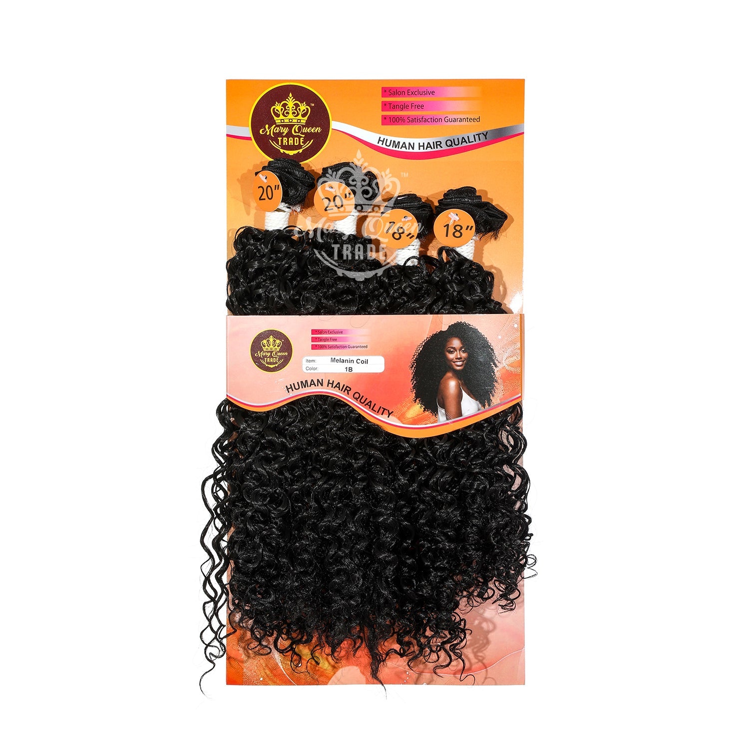 Mary Queen BioProtein™ Melanin Coil 4-Bundle Hair Set – 18"–20"