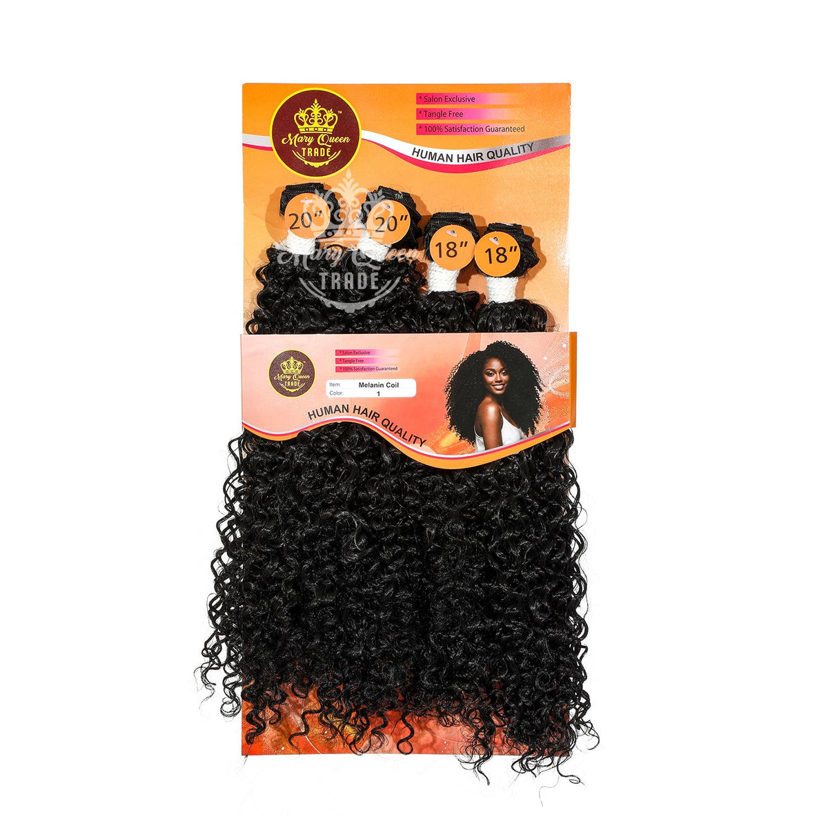 Mary Queen BioProtein™ Melanin Coil 4-Bundle Hair Set – 18"–20"
