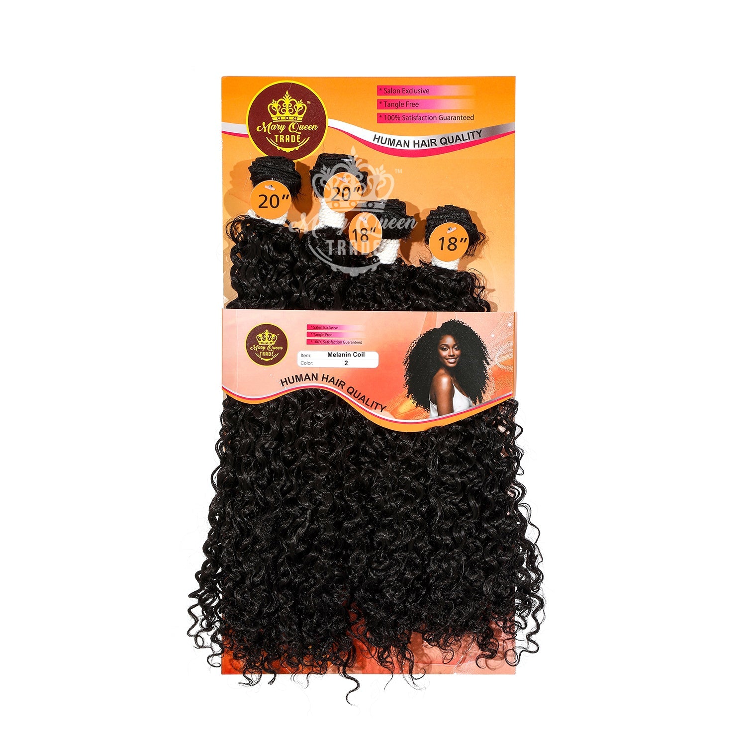 Mary Queen BioProtein™ Melanin Coil 4-Bundle Hair Set – 18"–20"