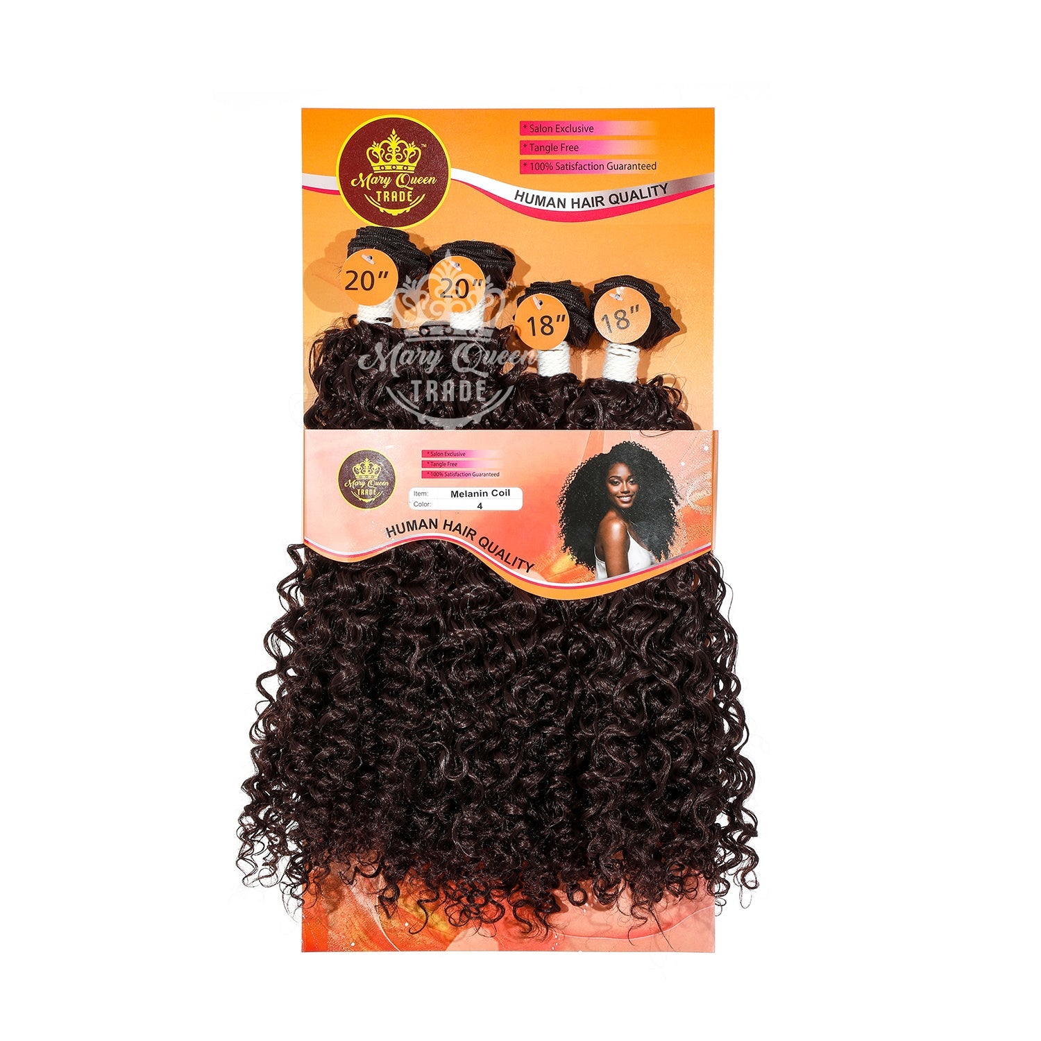 Mary Queen BioProtein™ Melanin Coil 4-Bundle Hair Set – 18"–20"