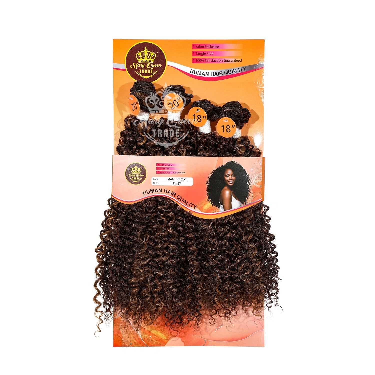 Mary Queen BioProtein™ Melanin Coil 4-Bundle Hair Set – 18"–20"