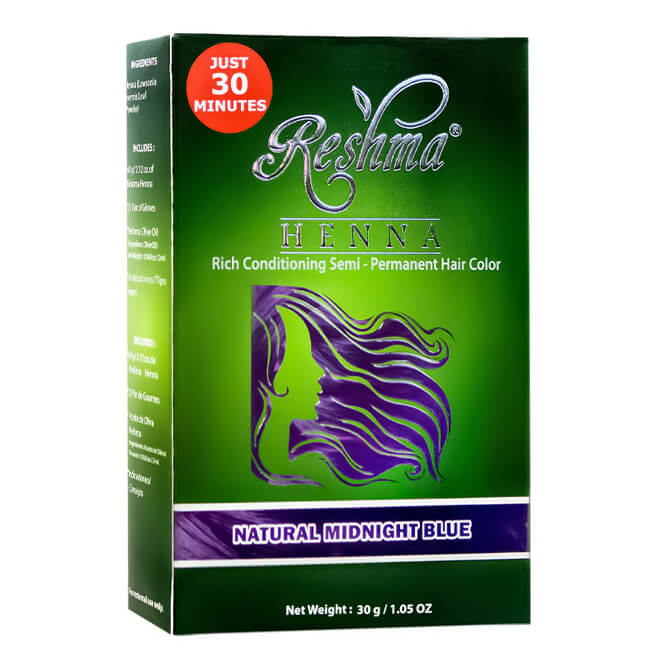 Reshma 30 Minute Henna Semi Permanent Hair Color - Natural Midnight Blue